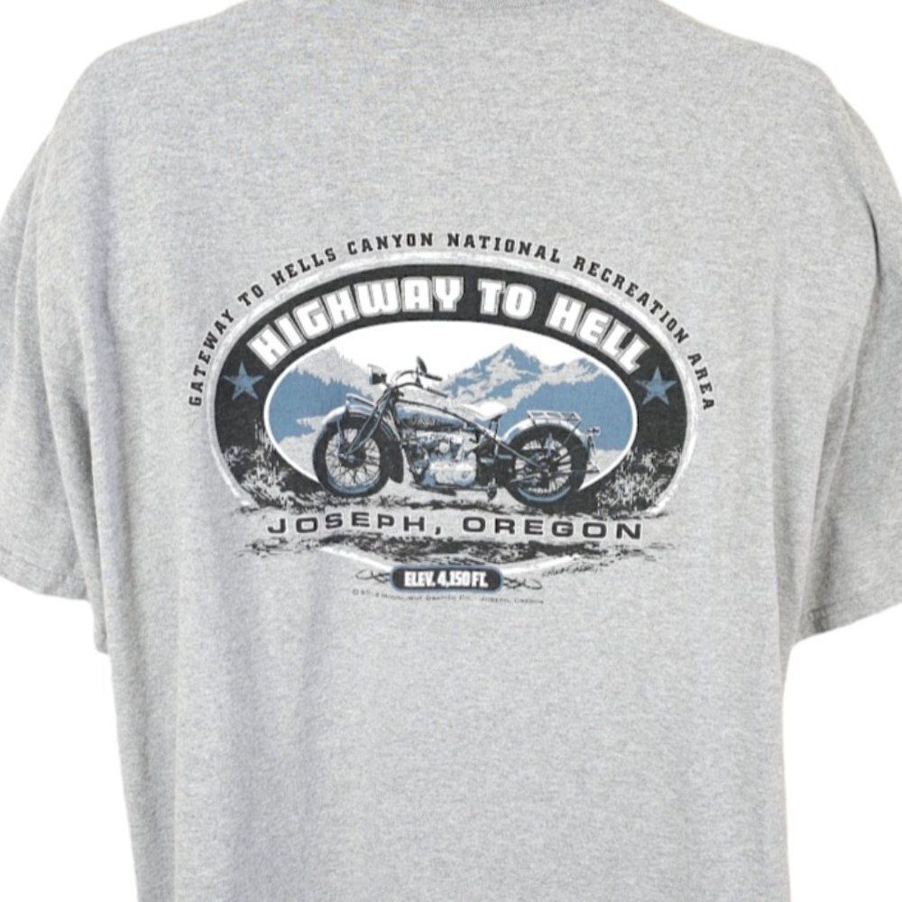 Hells Canyon Biker T Shirt Mens Size 2XL Highway To Hell Joseph Oregon